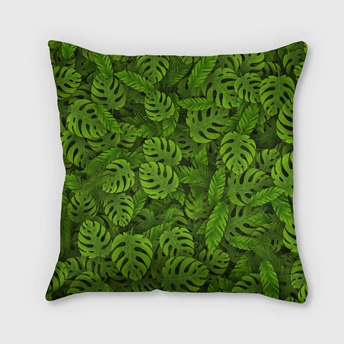 Подушка квадратная Тропические листья / 3D-принт – фото 2
