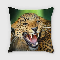 Подушка квадратная Свирепый леопард, цвет: 3D-принт