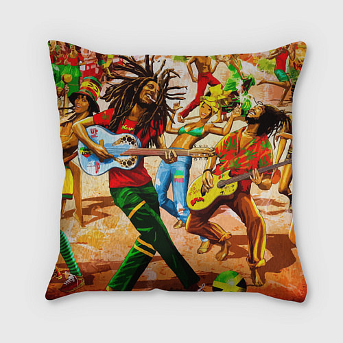 Подушка квадратная Боб Марли - вечеринка / 3D-принт – фото 2