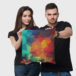Подушка квадратная Цветные полигоны, цвет: 3D-принт — фото 2