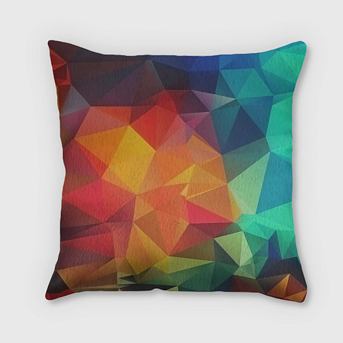 Подушка квадратная Цветные полигоны / 3D-принт – фото 2