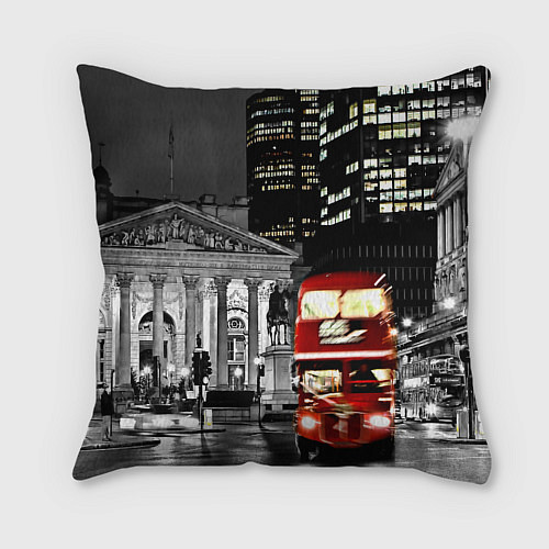 Подушка квадратная Лондон - ночной автобус / 3D-принт – фото 2