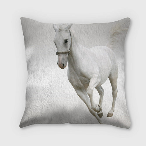 Подушка квадратная Белый конь / 3D-принт – фото 2