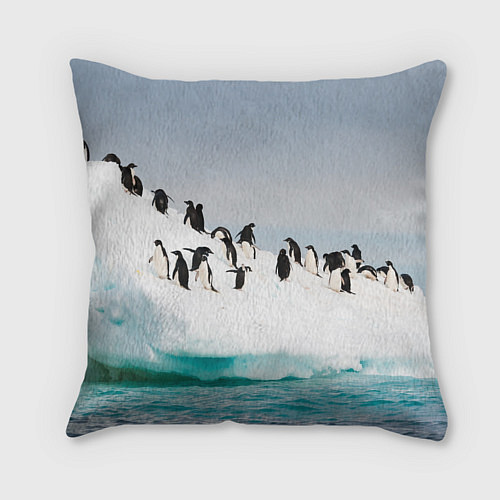Подушка квадратная Пингвины на айсберге / 3D-принт – фото 2