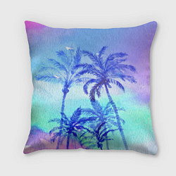 Подушка квадратная Неоновые пальмы, цвет: 3D-принт