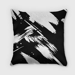 Подушка квадратная Чёрно-белый, цвет: 3D-принт