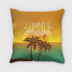Подушка квадратная Летний пляж, цвет: 3D-принт