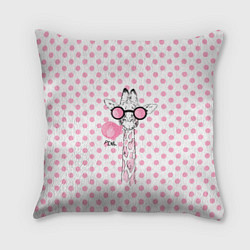 Подушка квадратная Розовый жираф, цвет: 3D-принт