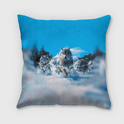 Подушка квадратная Волчья охота, цвет: 3D-принт