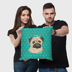 Подушка квадратная Pug Mops, цвет: 3D-принт — фото 2