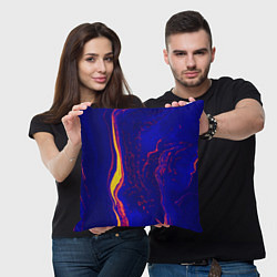 Подушка квадратная Ультрафиолетовые разводы, цвет: 3D-принт — фото 2