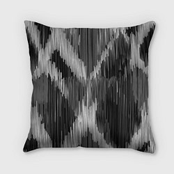 Подушка квадратная Черно-белая штриховка, цвет: 3D-принт