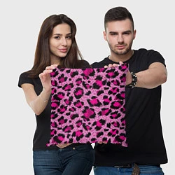 Подушка квадратная Розовый леопард, цвет: 3D-принт — фото 2