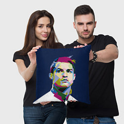Подушка квадратная Cristiano Ronaldo Art, цвет: 3D-принт — фото 2