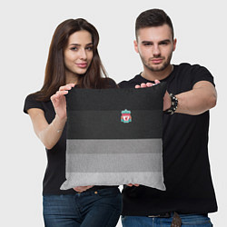Подушка квадратная ФК Ливерпуль: Серый стиль, цвет: 3D-принт — фото 2