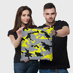 Подушка квадратная Yellow & Grey Camouflage, цвет: 3D-принт — фото 2