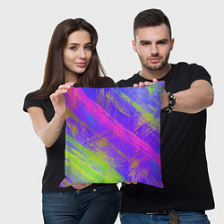 Подушка квадратная Неоновая акварель, цвет: 3D-принт — фото 2