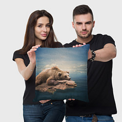 Подушка квадратная Грустный медведь, цвет: 3D-принт — фото 2
