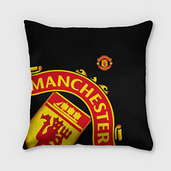 Подушка квадратная FC Man United: Black Exclusive, цвет: 3D-принт