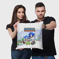 Подушка квадратная Sonic Stories, цвет: 3D-принт — фото 2