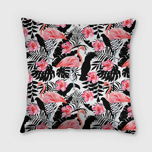 Подушка квадратная Black Flamingo / 3D-принт – фото 2