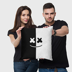 Подушка квадратная Marshmello: Black & White, цвет: 3D-принт — фото 2