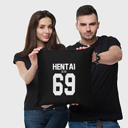 Подушка квадратная Hentai 69: Black Style, цвет: 3D-принт — фото 2