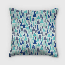 Подушка квадратная Зимний лес, цвет: 3D-принт