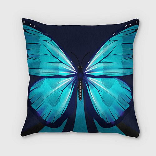 Подушка квадратная Голубая бабочка / 3D-принт – фото 2