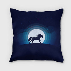 Подушка квадратная Лошадь под луной, цвет: 3D-принт