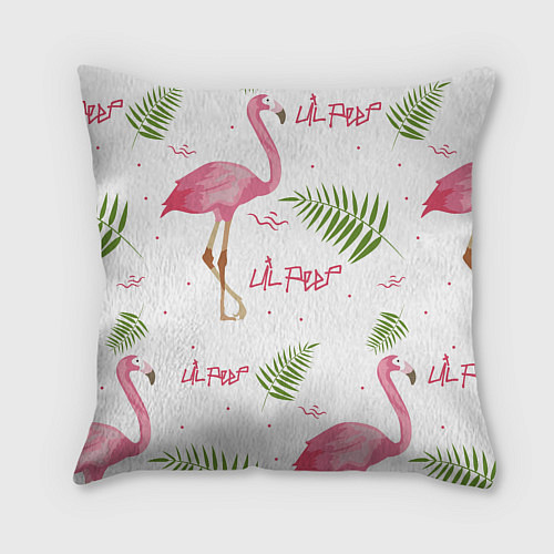 Подушка квадратная Lil Peep: Pink Flamingo / 3D-принт – фото 2