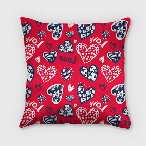 Подушка квадратная Сердечки - паттерн / 3D-принт – фото 2