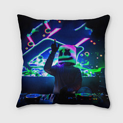 Подушка квадратная Marshmello: Neon DJ, цвет: 3D-принт