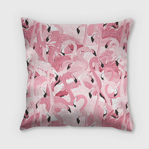Подушка квадратная Розовый фламинго / 3D-принт – фото 2