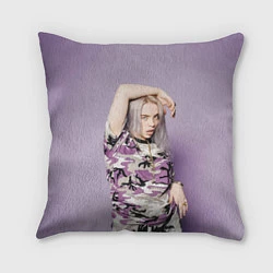 Подушка квадратная Billie Eilish: Violet Camo, цвет: 3D-принт
