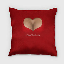 Подушка квадратная Happy Valentines Day - декольте, цвет: 3D-принт