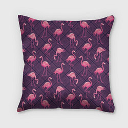 Подушка квадратная Фиолетовые фламинго, цвет: 3D-принт