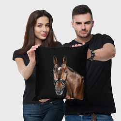 Подушка квадратная Гнедая красивая лошадь, цвет: 3D-принт — фото 2