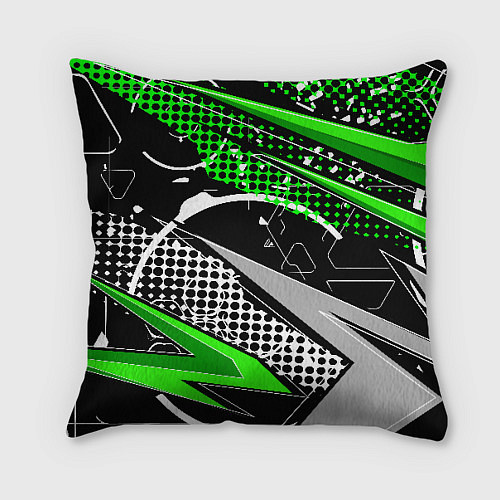 Подушка квадратная Black and green corners / 3D-принт – фото 2