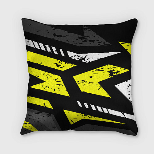 Подушка квадратная Black yellow abstract sport style / 3D-принт – фото 2