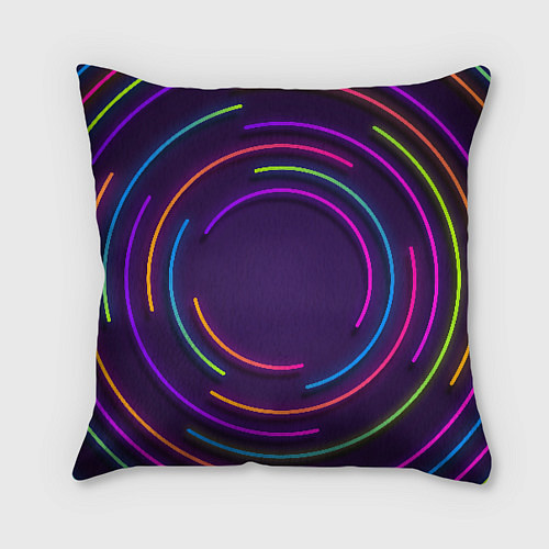 Подушка квадратная Неон череп с линиями / 3D-принт – фото 2