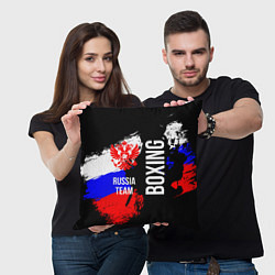 Подушка квадратная Boxing Russia Team и герб РФ, цвет: 3D-принт — фото 2