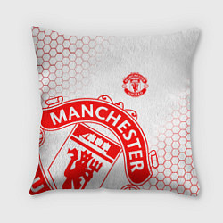 Подушка квадратная Манчестер Юнайтед white, цвет: 3D-принт