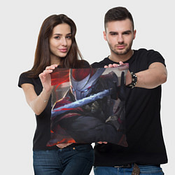 Подушка квадратная Кровавая Луна Ясуо, цвет: 3D-принт — фото 2