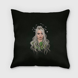 Подушка квадратная Billie Eilish Black Art, цвет: 3D-принт