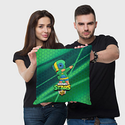 Подушка квадратная Brawl Stars Leon, Dab, цвет: 3D-принт — фото 2