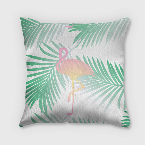Подушка квадратная Фламинго в джунглях / 3D-принт – фото 2