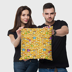 Подушка квадратная Смайлики Emoji, цвет: 3D-принт — фото 2