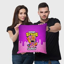 Подушка квадратная BRAWL STARS SANDY, цвет: 3D-принт — фото 2