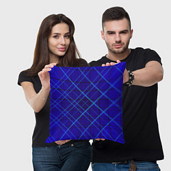 Подушка квадратная Сине-черная геометрия 3D, цвет: 3D-принт — фото 2